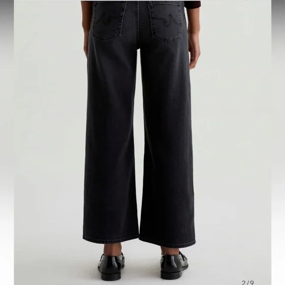AG Saige Wide Leg Crop High-Rise Fit Size 30 Color Black - Picture 7 of 16